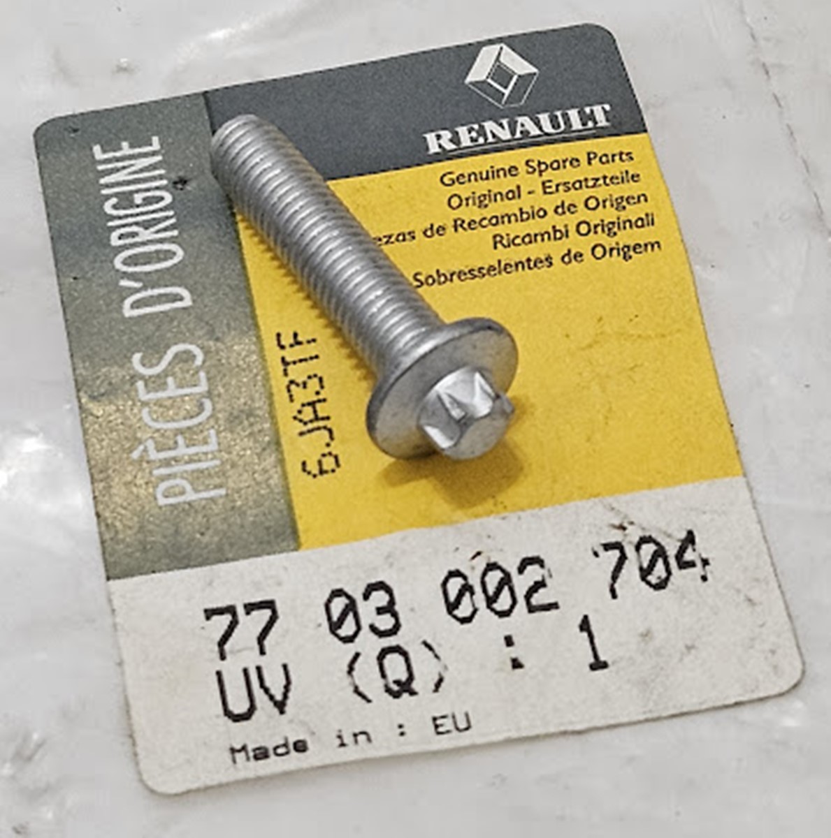 Parafuso Tampa Apoiadora Virabrequim Renault Kangoo - 7703002704