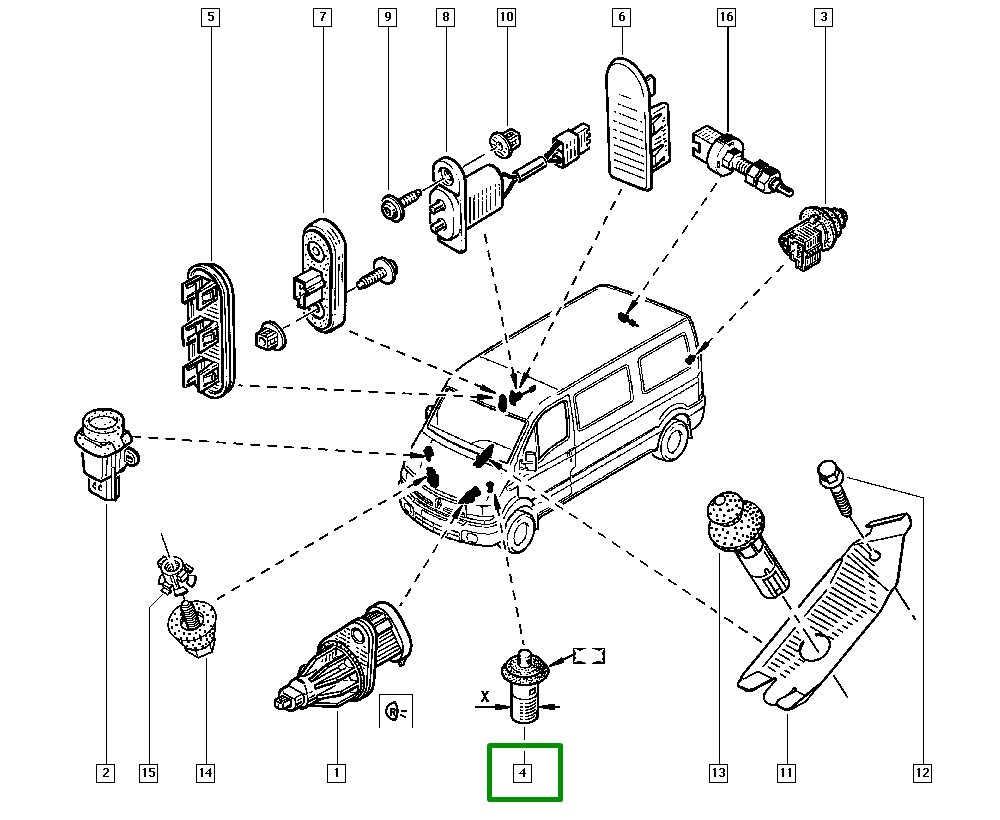 Interruptor de Luz Renault Kangoo Master II  - 7700415499 - Imagem 3