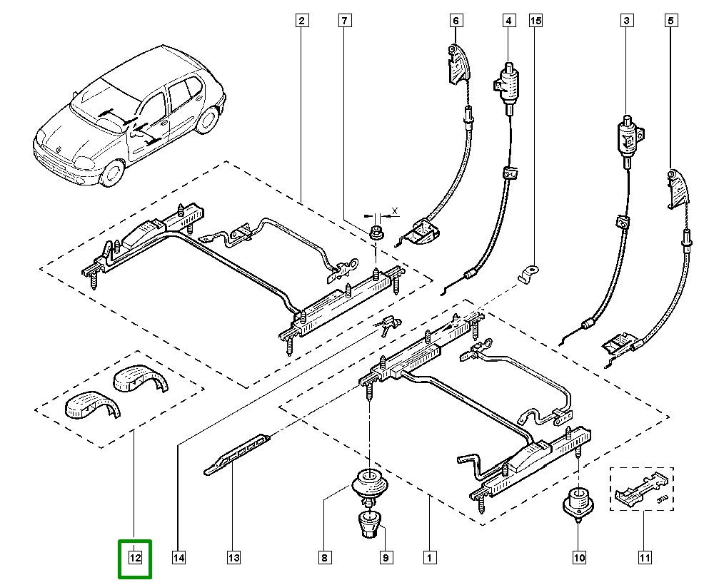 Manopla de Regulabem do Encosto Banco Dianteiro Renault Clio II - 7701206142 - Imagem 4