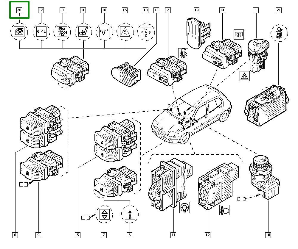 Botão Interruptor Eletrico Acionamento Vidro Renault Clio II - 8200542278 - Imagem 5