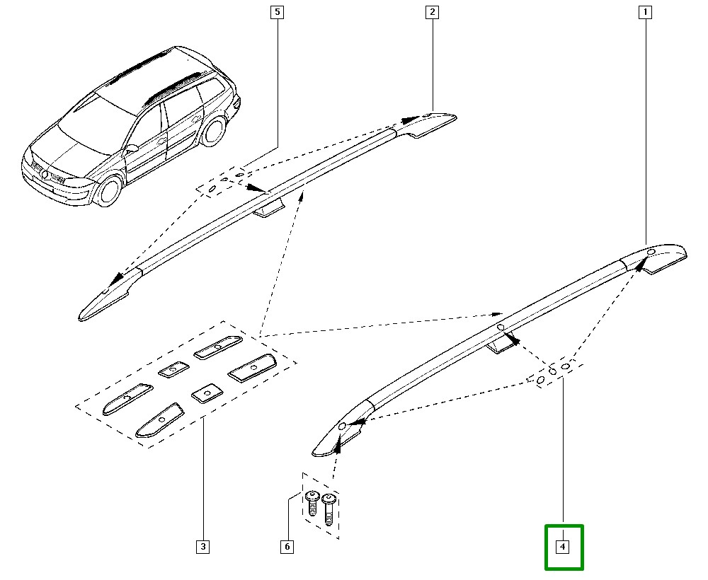 Tampão Obturador Rack do Teto Lado Esquerdo Renault Megane II - 7701209732 - Imagem 4