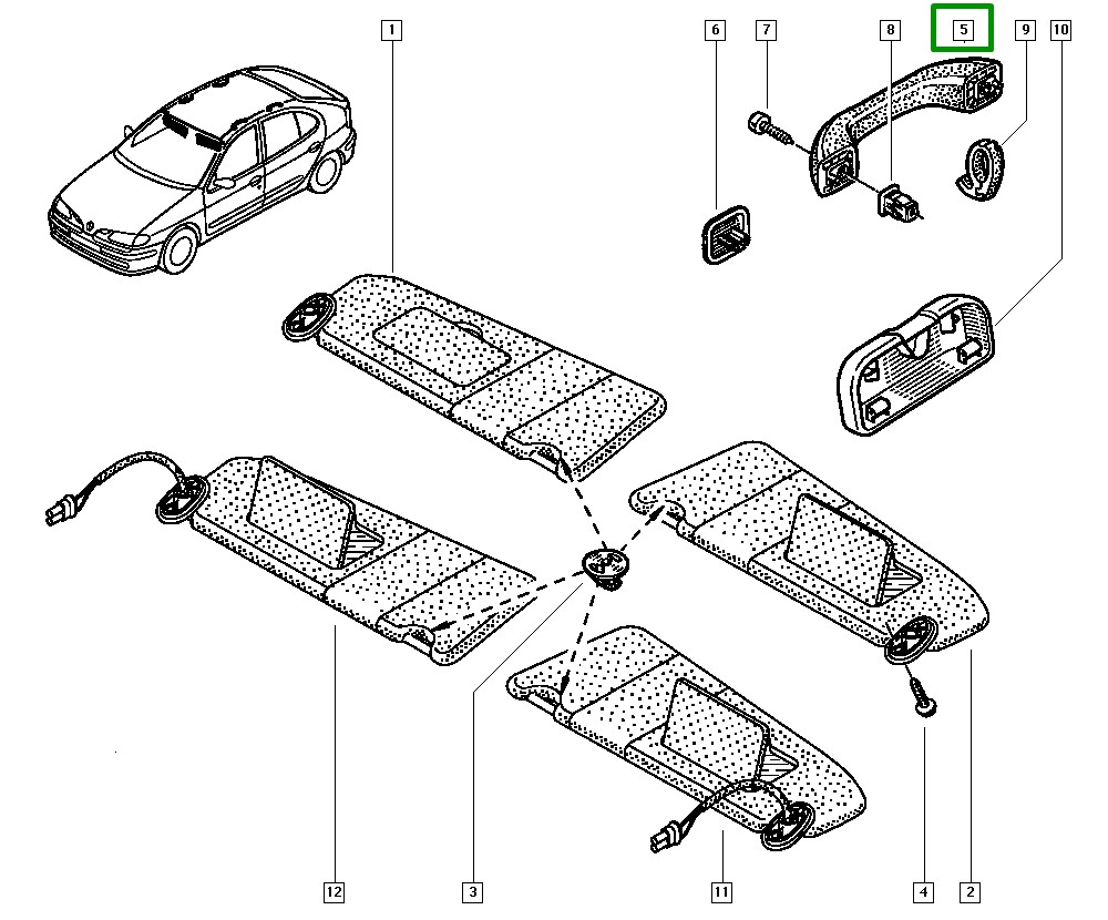 Alça Plastica de Apoio do Teto Renault Megane - 7700836145 - Imagem 3