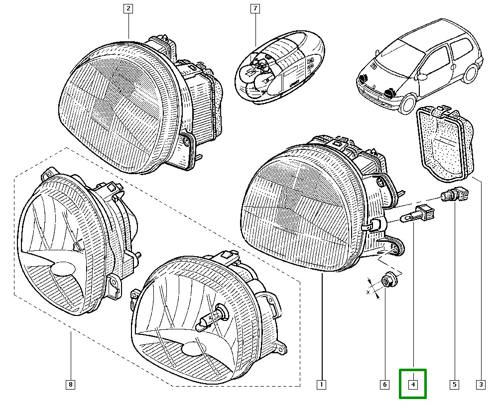 Lampada do Farol com Suporte Renault Twingo - 7711130074 - Imagem 3
