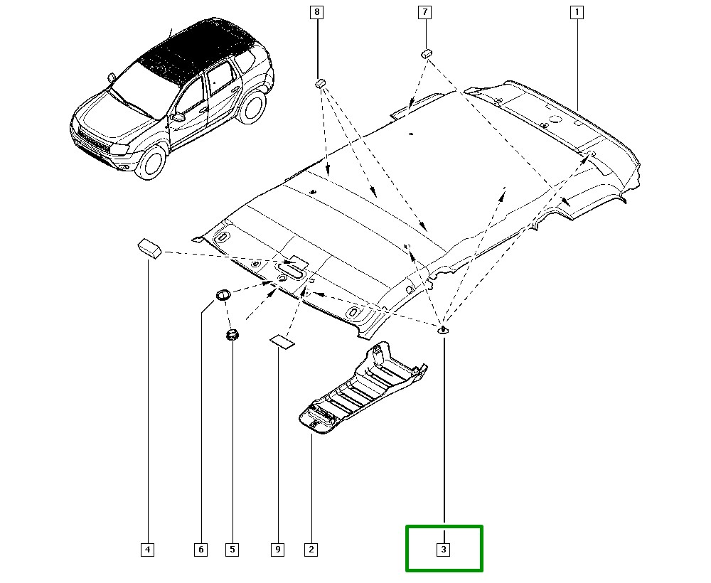 Presilha Plastica Fixação Forro do Teto Renault Duster - 8200727568 - Imagem 2