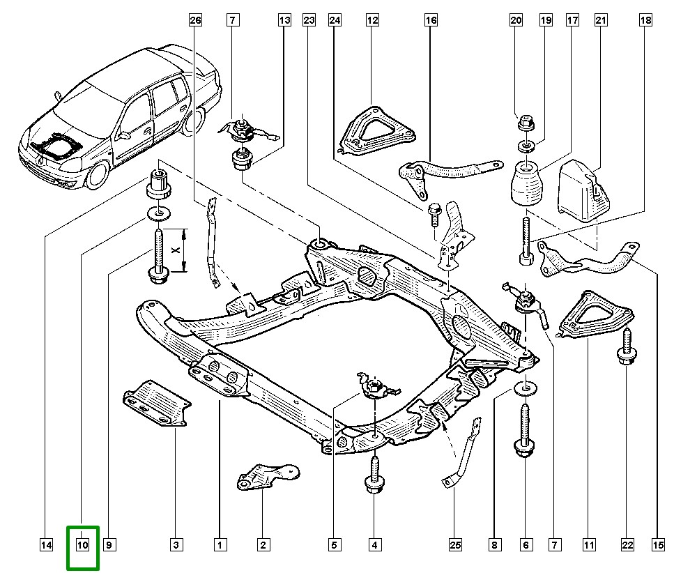 Arroela de Aço Quadro Suspenção Renault Clio - 7703053946 - Imagem 3
