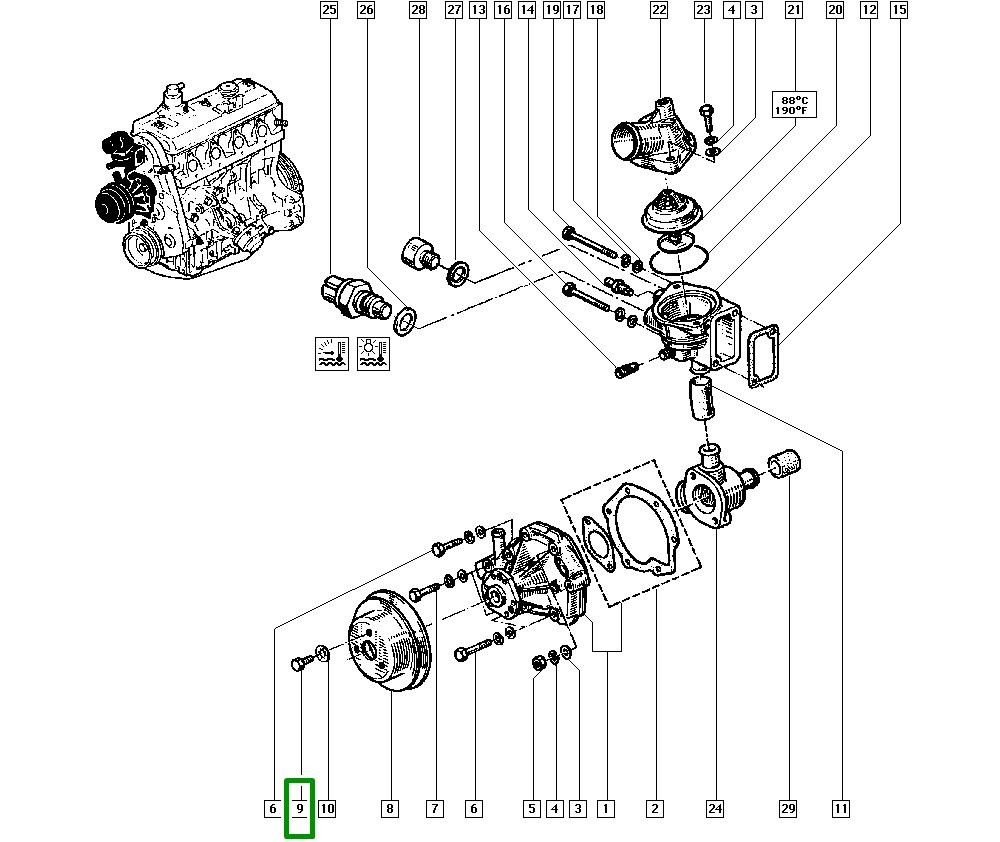 Parafuso de Aço Bomba de Agua Renault Master I - 7703001158 - Imagem 2