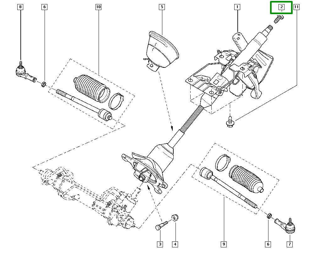 Parafuso de Aço Coluna de Direção Escamoteável Renault Symbol - 7703008195 - Imagem 3