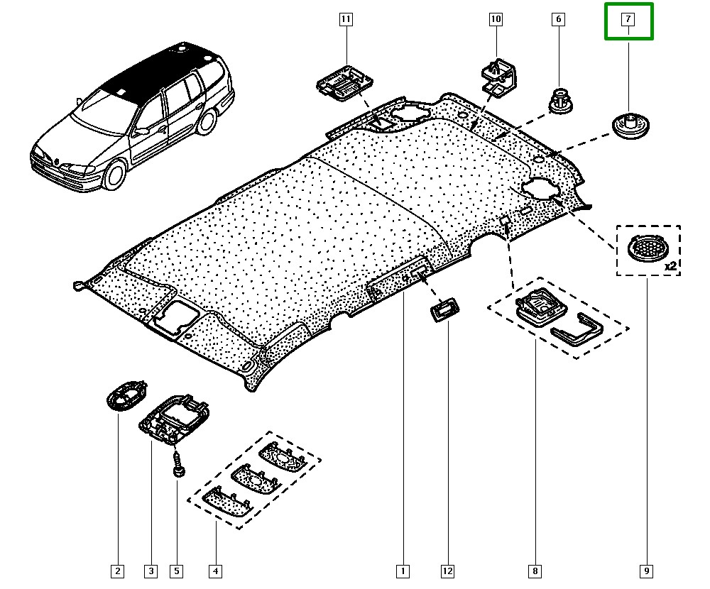 Presilha Plastica Forro do Teto Renault Scenic I - 7700416715 - Imagem 3