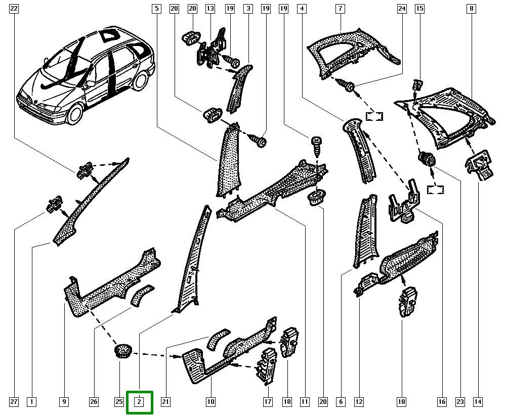 Moldura Interna Coluna Parabrisa Lado Esquerdo Renault Scenic I - 7700432272 - Imagem 4