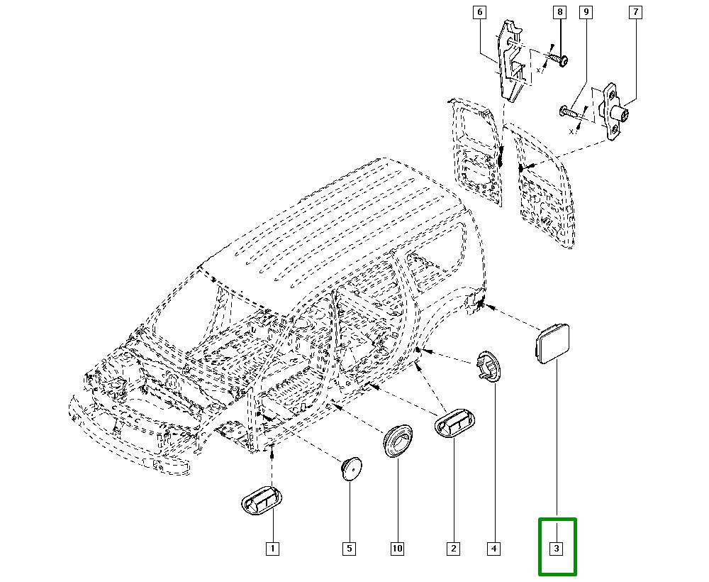 Tampão Plastico Carroceira Lateral Esquerda Renault Master II - 77030745756 - Imagem 2