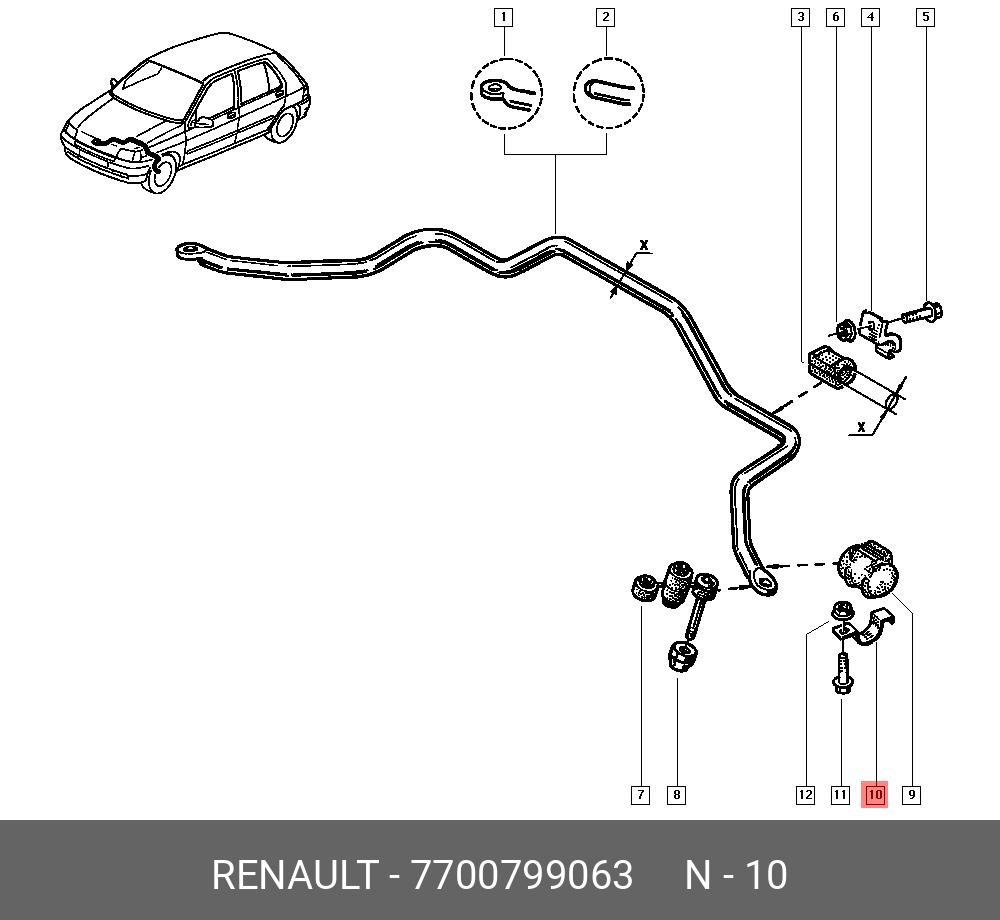 Abraçadeira Barra Estabilzadora Renault Clio I - 7700799063 - Imagem 4