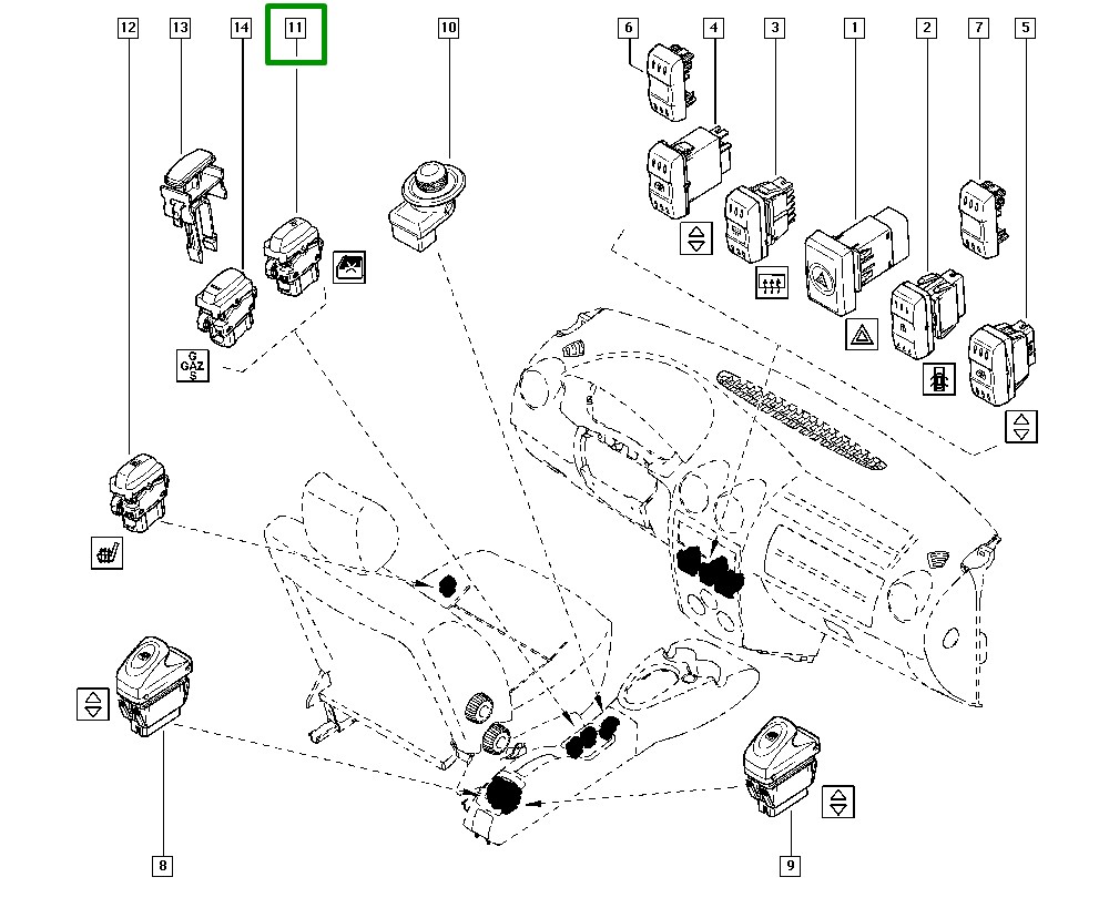 Botão Trava Vidro Eletrico Renault Logan Sandero - 8200325065 - Imagem 4