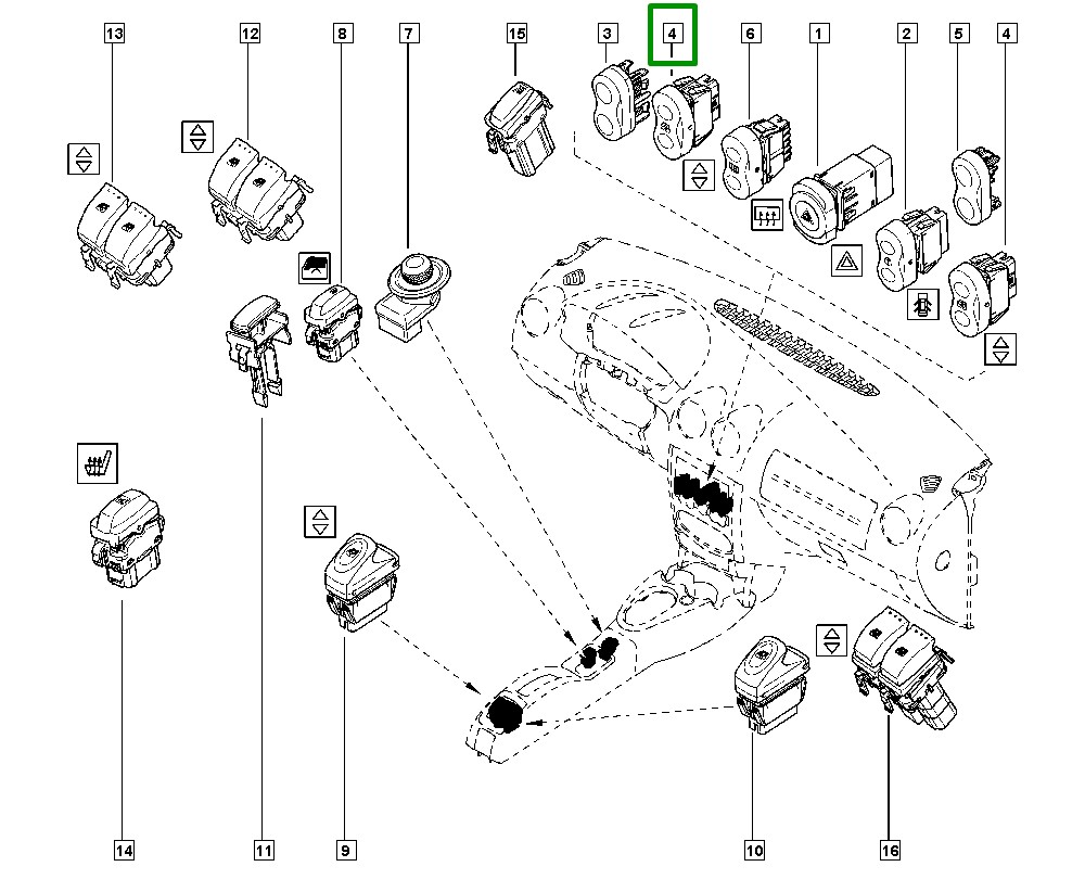 Botão Vidro Eletrico Renault Logan Sandero - 8200602227 - Imagem 2