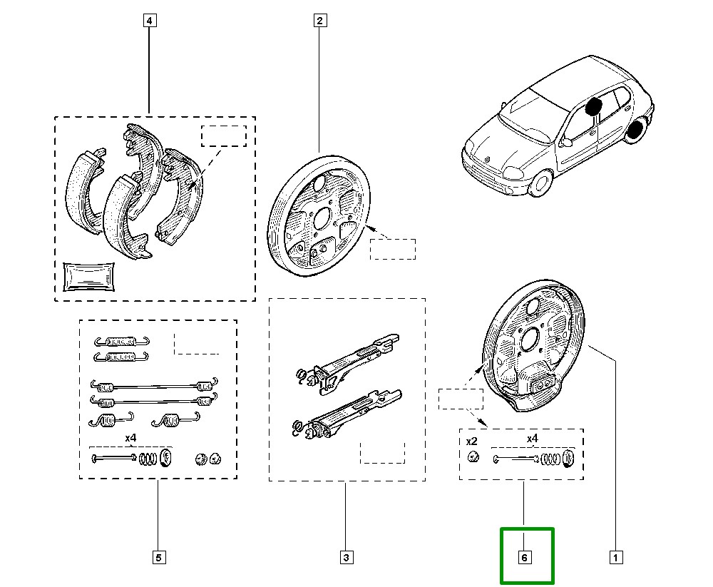 Conjunto de Molas Freio Tambor Traseiro Renault Clio II - 7701206426 - Imagem 2