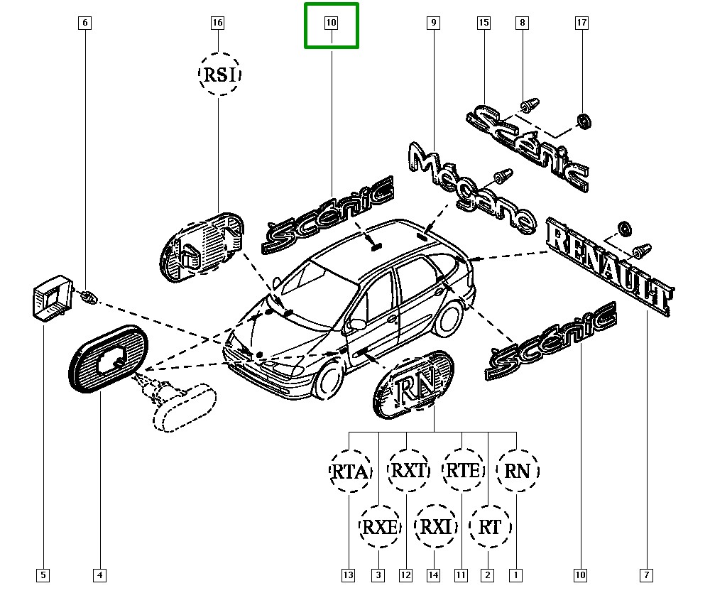 Emblema Plastico Portas Traseiras Renault Scenic - 7700847558 - Imagem 4