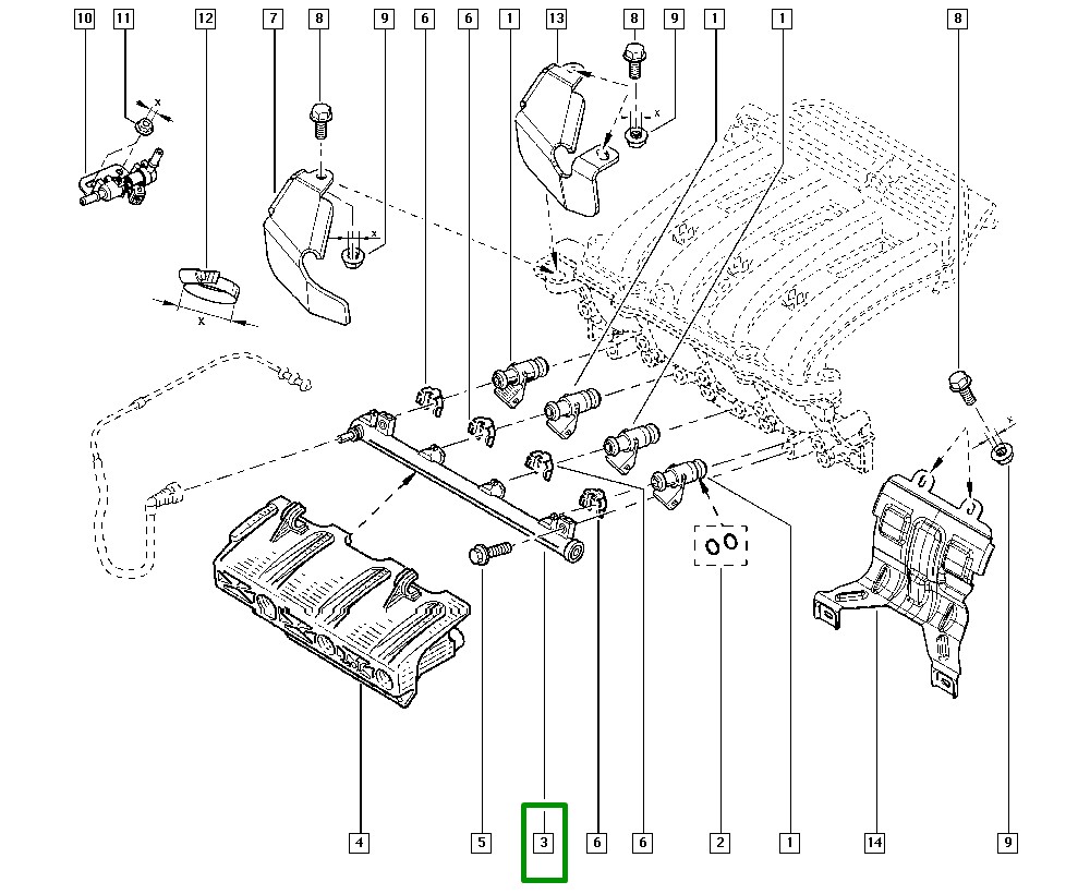 Flauta Bico Injetor de Combustivel Renault Clio II - 8200139674 - Imagem 4