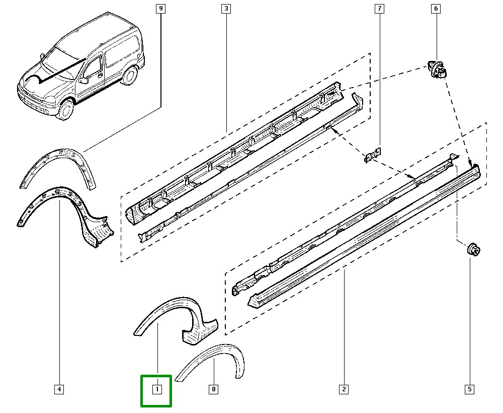 Moldura Plastica Paralama Esquerdo Renault Kangoo - 8200077565 - Imagem 4