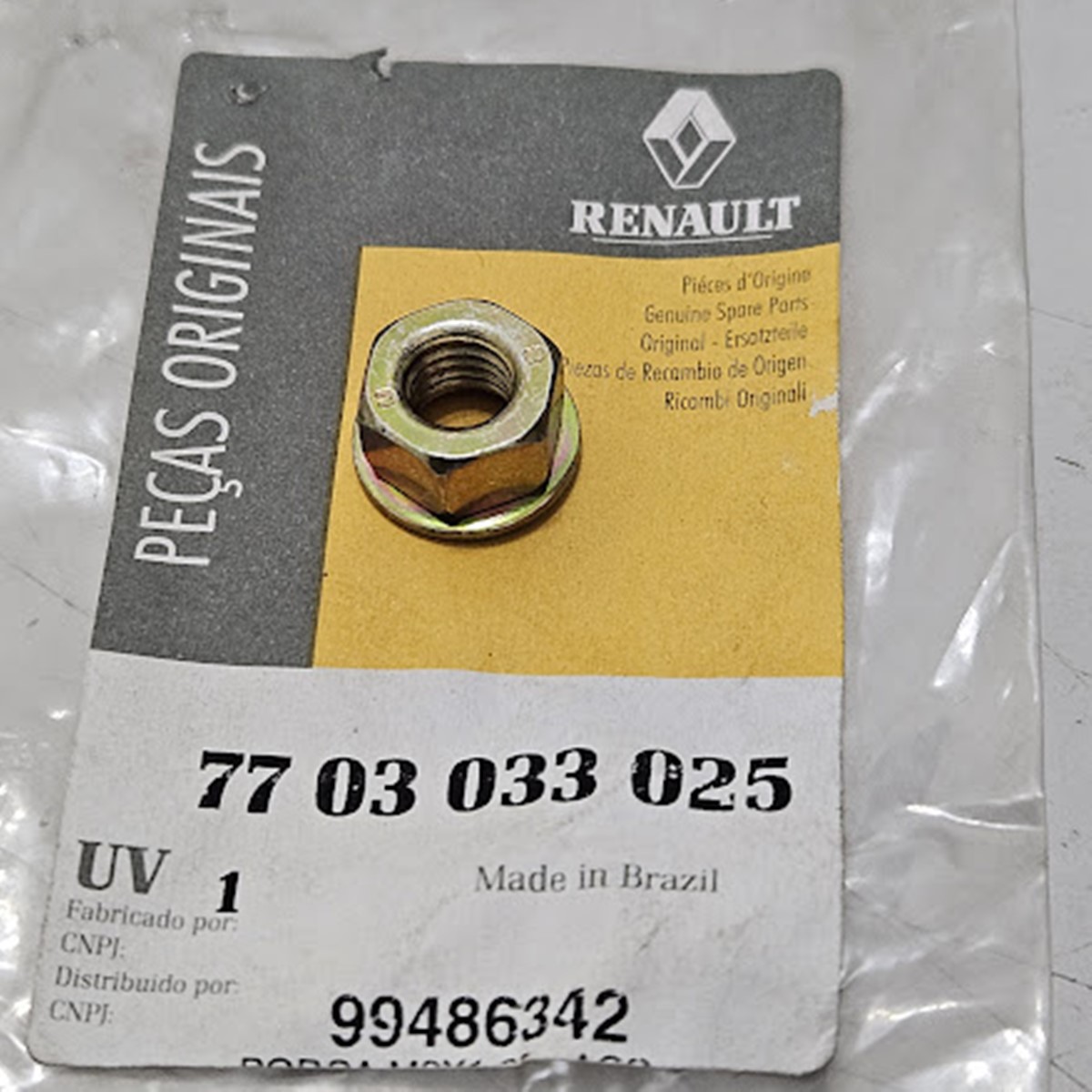 Porca de Aço M8-10 Escapamento Renault Master I - 7703033025