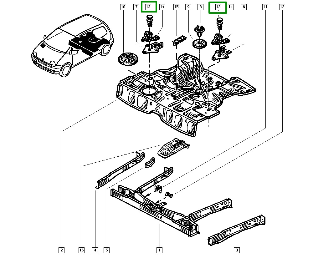 Presilha Plastica Fixação Assoalho Renault Twingo - 7703077375 - Imagem 3