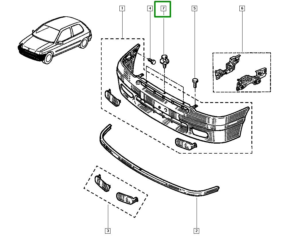 Presilha Plastica Parachoque Dianteiro Renault Twingo - 7703072345 - Imagem 4