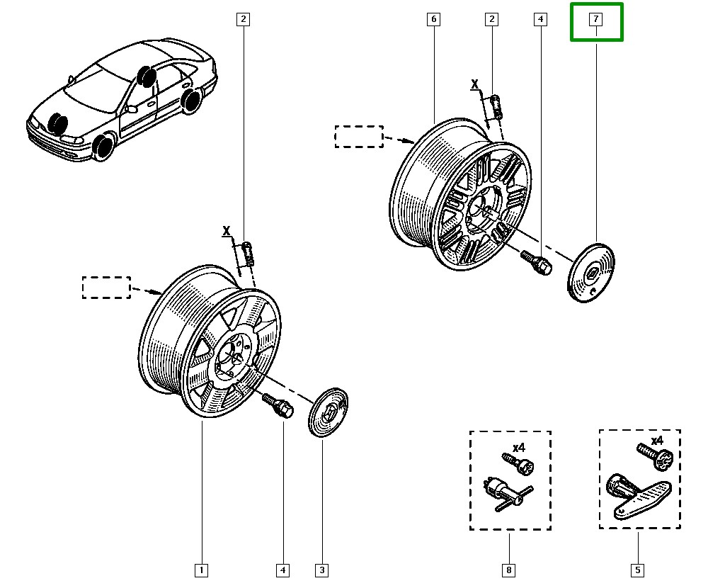Calota de Aluminio Centro da Roda Renault Clio II - 7700432070 - Imagem 4