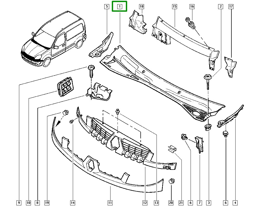 Grade Entrada de Ar Lado Esquerdo Renault Kangoo - 7701470871 - Imagem 4