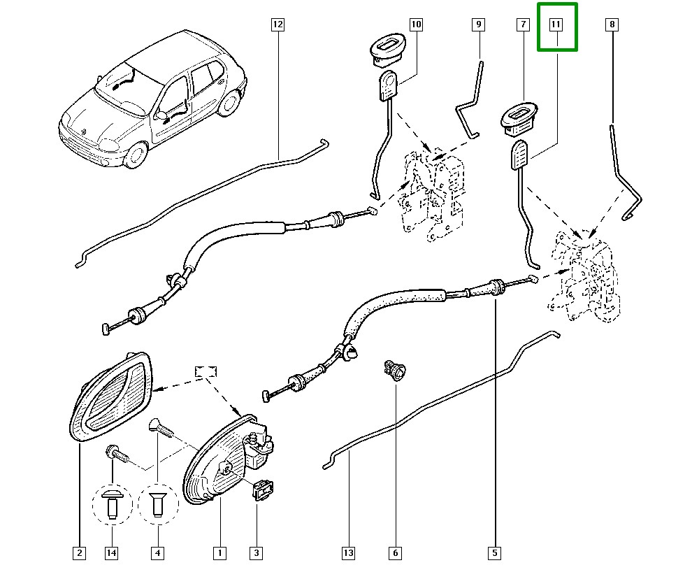 Haste Trava Fechadura Porta Direita Renault Clio II - 7700842872 - Imagem 2