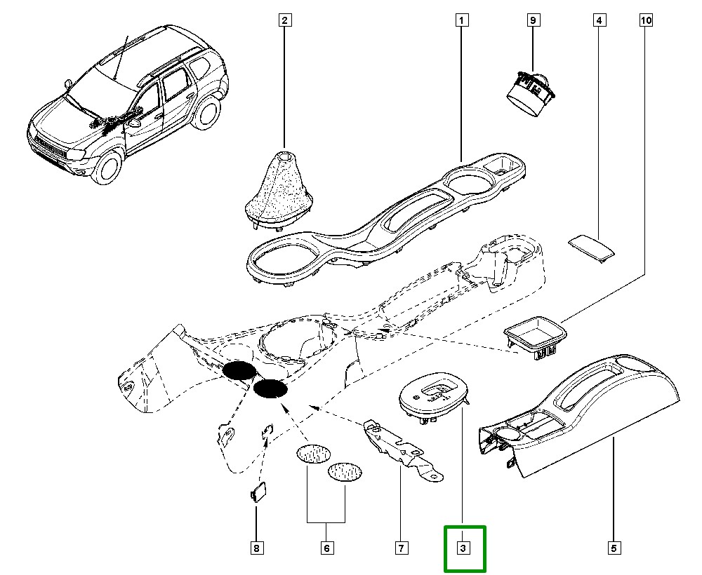 Moldura Acabamento Console Caixa de Marchas Auotomatico Renault Duster - 969432219r - Imagem 3
