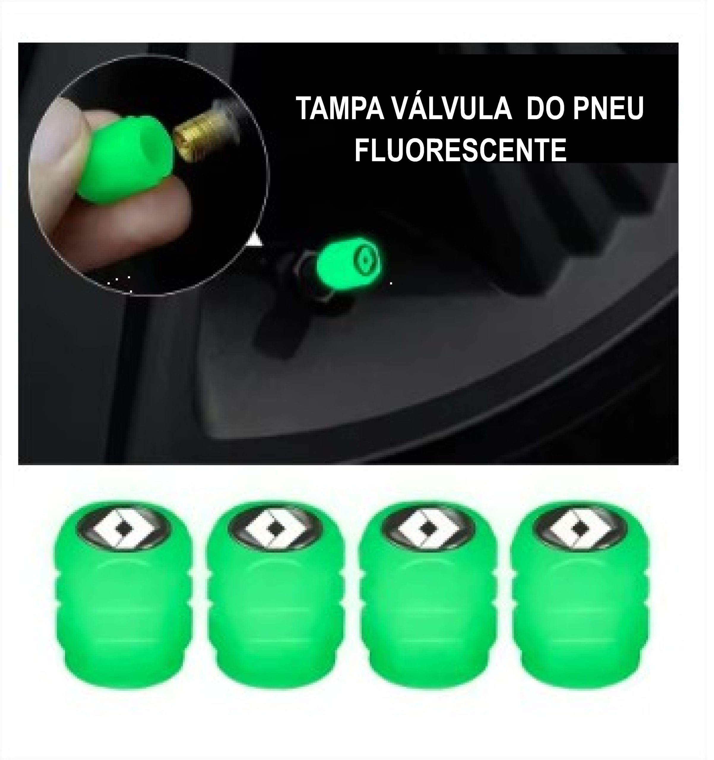 4 Hastes Valvula do Pneu Fluorescente Renault Clio - HVP001